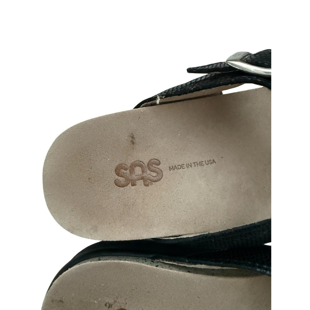 SAS Sandals Womens 7 M SANIBEL Thong Black Toe-Post Buckle Strap Comfort Low Top - Picture 6 of 6